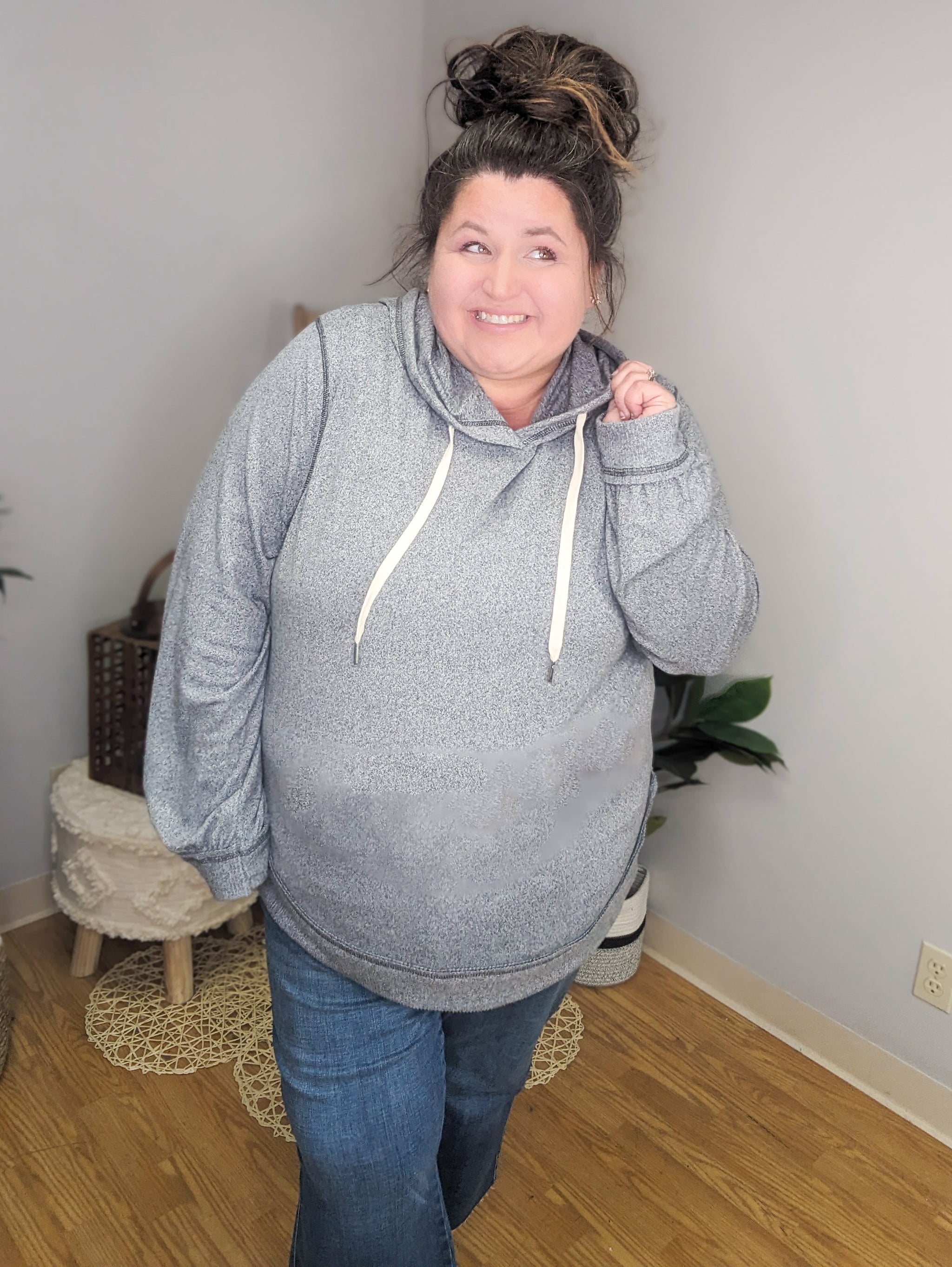 Zip It Up Hoodie in Soft Gray - Stacked - A Plus Size Boutique