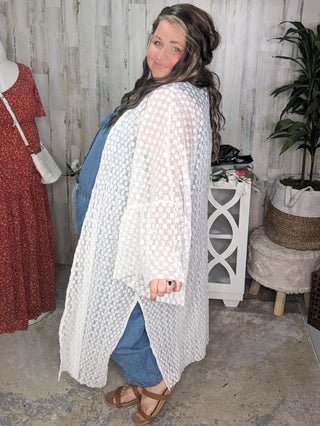 Angelica Boho Bell Sleeve Duster in Creamy Ivory