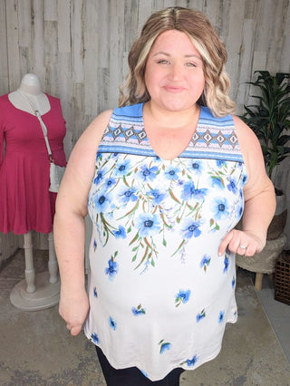 1- ShortSlv/Slvless Tops SALE- Lola Easy Vneck Tank in Aztec Florals (2 colors) plus size clothing