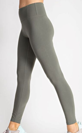 Active Wear Solid Butter Compression Legging leggings rae mode Grey Sage 1X 