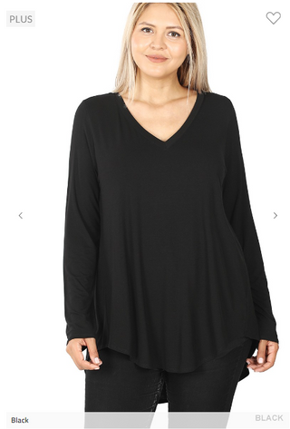 Maya Luxe Rayon Long Sleeve V-Neck Top (lots of colors!)