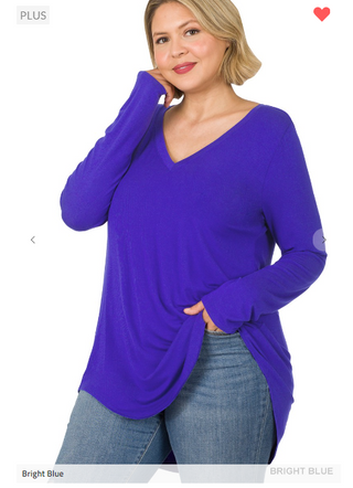 Maya Luxe Rayon Long Sleeve V-Neck Top (lots of colors!)