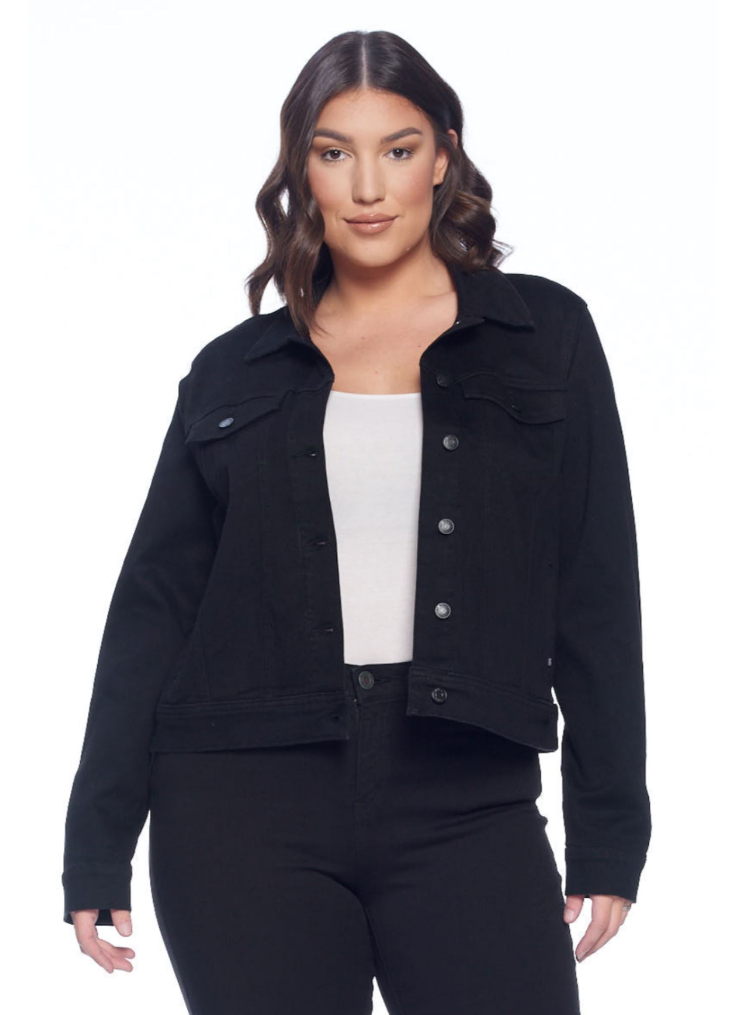 Plus Size Black Denim Jacket